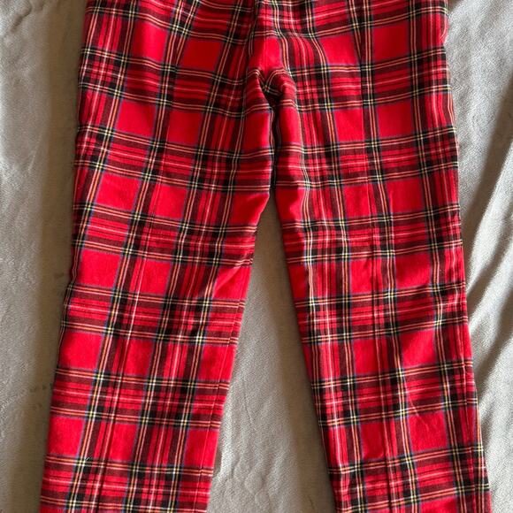 J.Crew Red Plaid Wool Blend High Rise Cameron Size 2 Straight Dress Pants - Picture 8 of 9